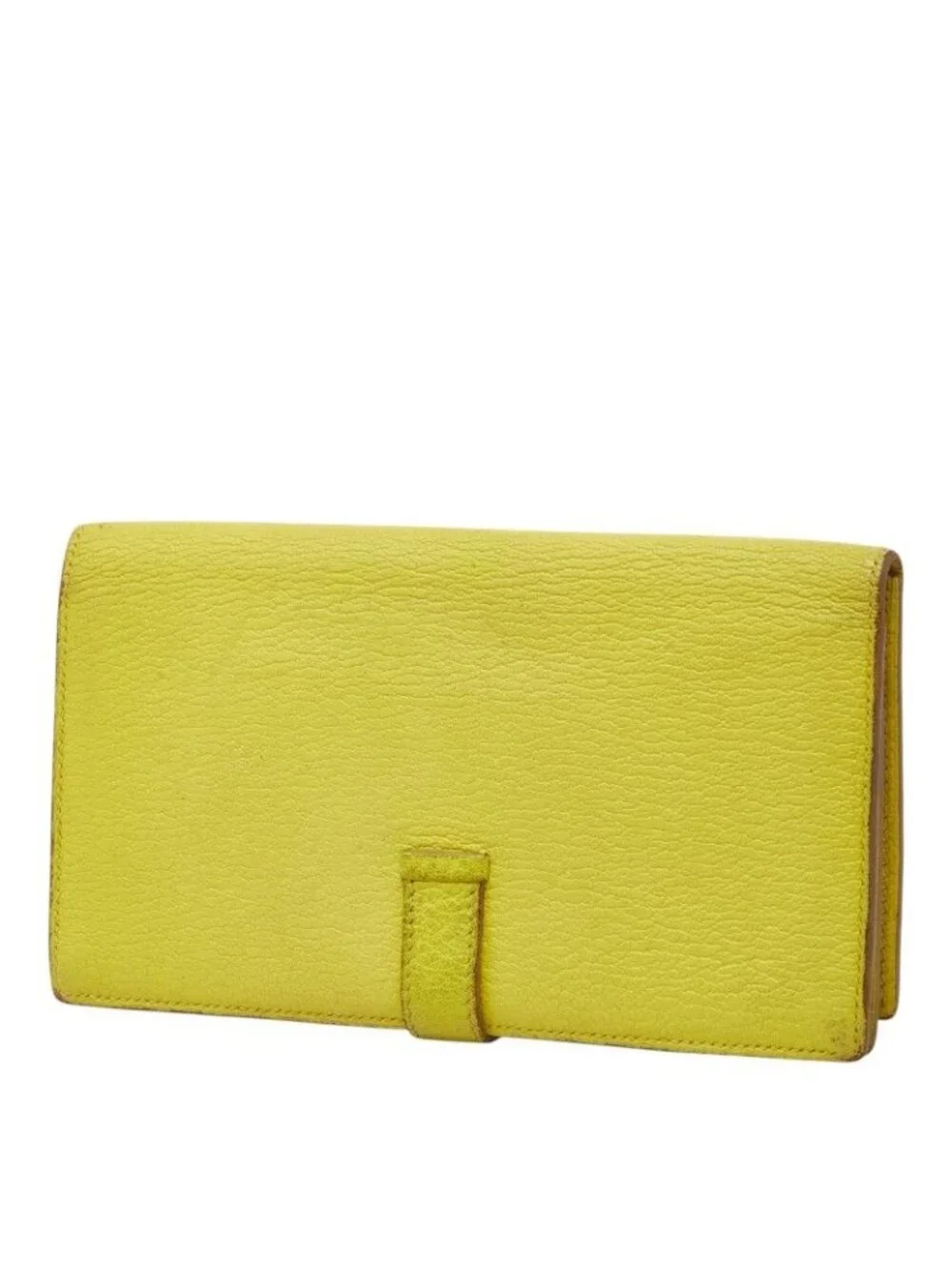 Hermes Bearn Souffle Bifold Wallet Lime Yellow Chevre